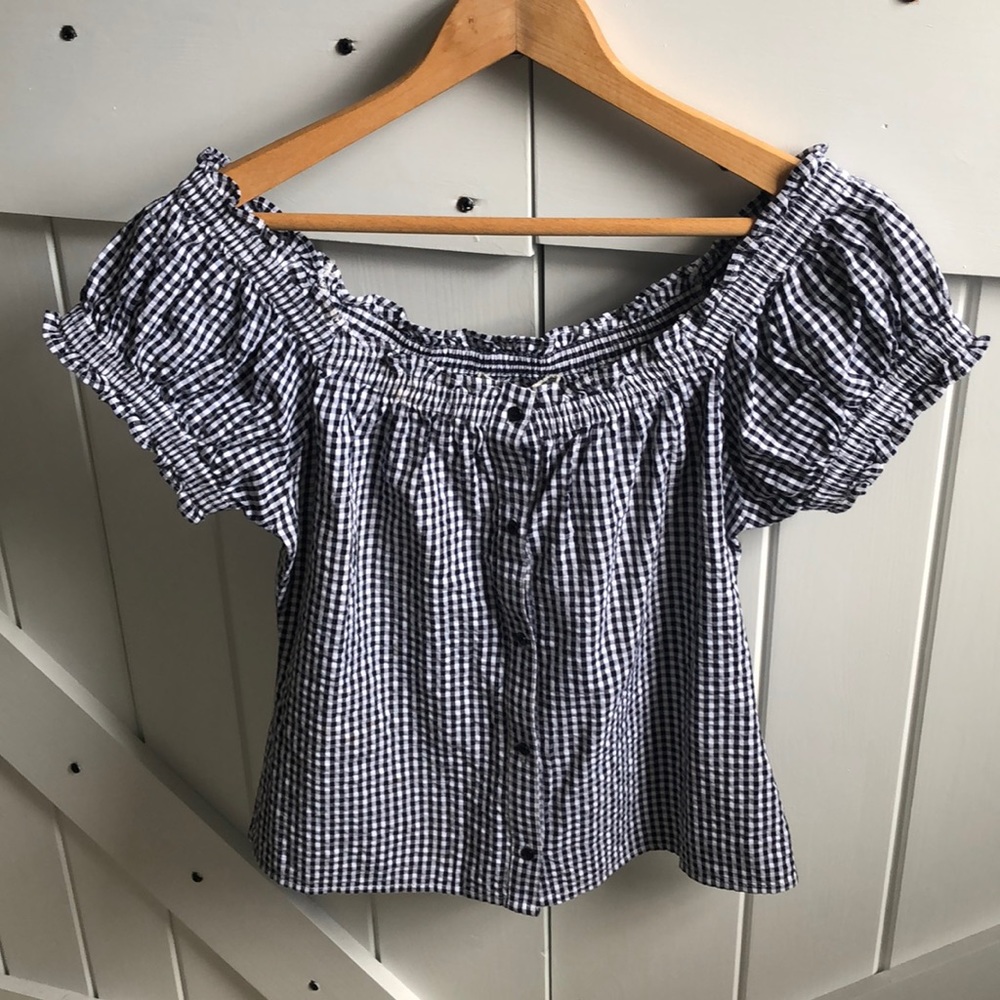 Off-the-shoulders Gingham Blouse 🖤